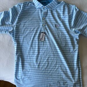 johnnie-O Light Blue and White Striped Polo. Bay Head Yacht Club logo